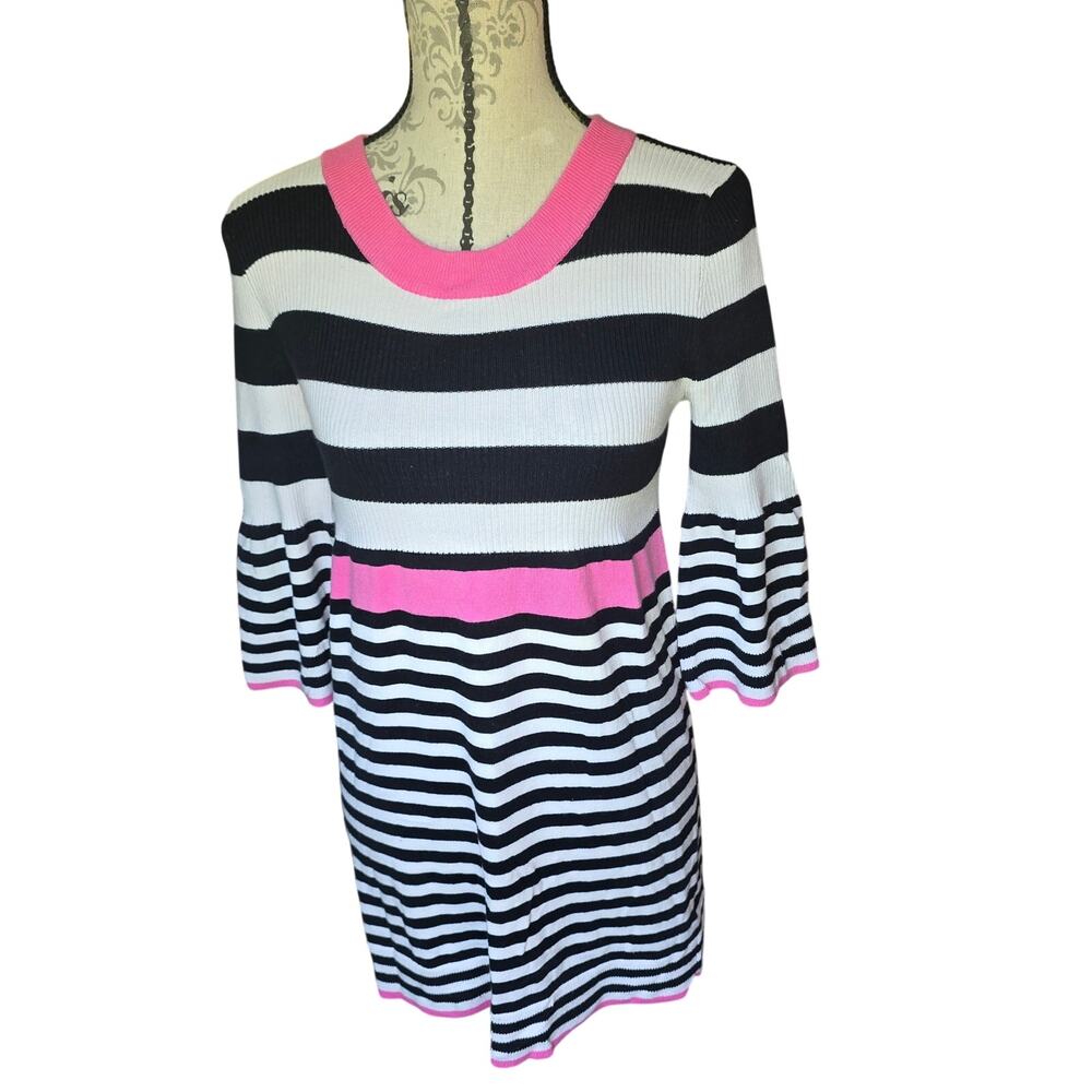 Y2k Coquette Pink Striped Arizona Sweater Dress Womens Size S